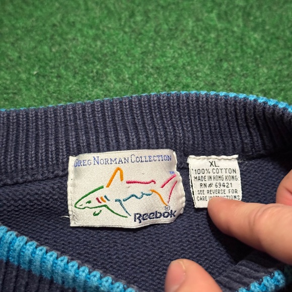 VTG Reebok Greg Norman Collection Sweater XL Shark 90s PGA Golf RARE Neon Knit - Picture 3 of 8